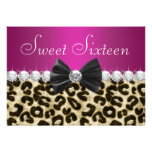 Hot Pink Leopard Sweet Sixteen Personalized Invites