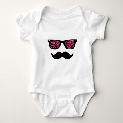 Hot Pink Leopard Wayfarer Mustache Design Infant Creeper
