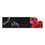 Hot Pink Lily Just Married Bumper Sticker
