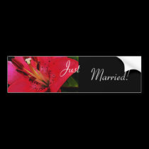 Hot Pink Lily Wedding Bumper Sticker bumper stickers by ArtByLindaLou Hot Pink Lily Wedding Bumper Sticker bumper stickers