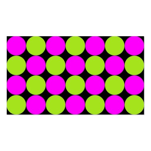 Hot Pink & Lime Green Polka Dots Business Card (front side)