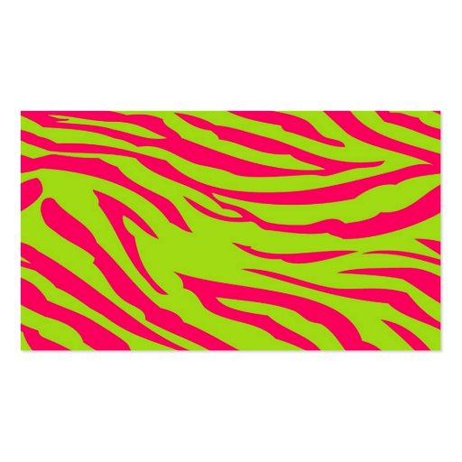 Hot Pink Lime Zebra Print Animal Business Card (back side)