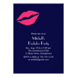 Hot Pink Lips Bachelor Party Invitation (blue)