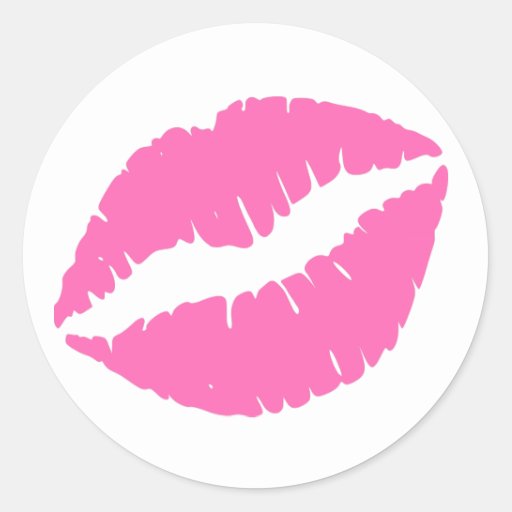 Hot Pink Lipstick Print Classic Round Sticker Zazzle 6038