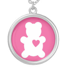 Hot Pink Love Teddy Necklace
