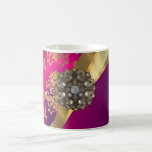 Hot pink Magenta & gold damask Mugs