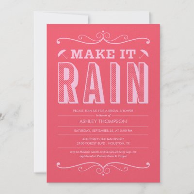 Bridal Shower Gifts  on Hot Pink Make It Rain Bridal Shower Invitations By Uniqueinvites