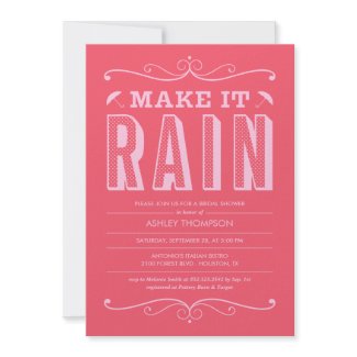 Hot Pink Make it Rain Bridal Shower Invitations zazzle_invitation