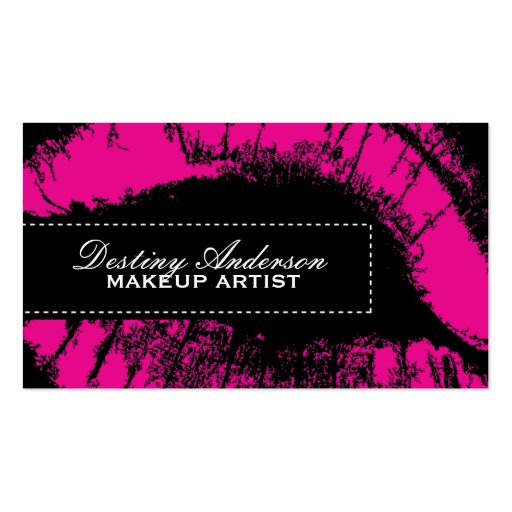 Hot Pink Makeup Business Cards (front side)
