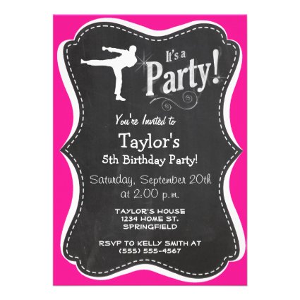 Hot Pink Martial Arts Personalized Invitation