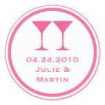 Hot pink martini wedding favor tag seal label stickers