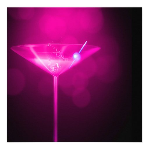 Hot Pink Martini Womans Hot Pink 21st Birthday Custom Announcement
