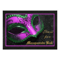 Hot Pink Mask Masquerade Ball Halloween Invitation