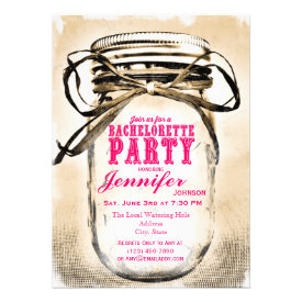 Hot Pink Mason Jar Bachelorette Party Invitations