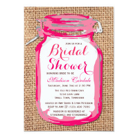 Hot Pink Mason Jar Bridal Shower Invitations 4.5