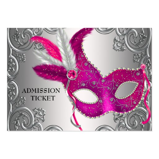 Hot Pink Masquerade Party Admission Tickets Business Card (front side)