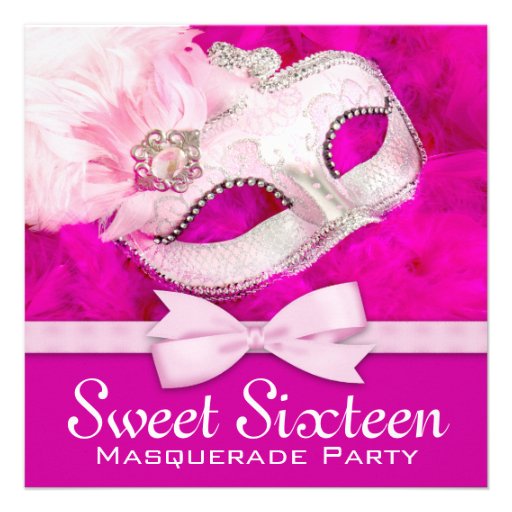 Hot Pink Masquerade Party Invitations