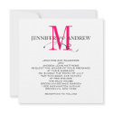 Hot Pink Monogram and Names Wedding Invitation invitation
