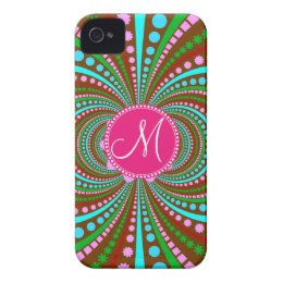 Hot Pink Monogram Cool Funky Pattern iPhone 4 Cases