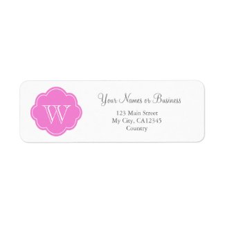 Hot pink monogram custom personalized return address labels