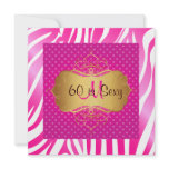 Hot pink monogram zebra stripes custom invites