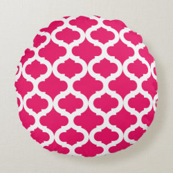 Hot Pink Moroccan Pattern Round Pillow