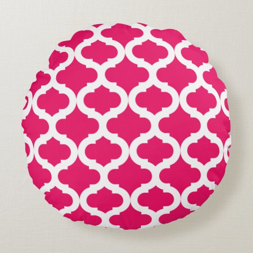 Hot Pink Moroccan Pattern Round Pillow Zazzle