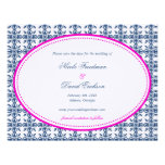 Hot pink navy oval preppy wedding save the date custom announcement