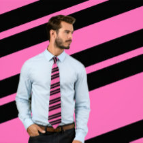 Hot Pink Necktie with Black Stripes by strictlyties Hot Pink Necktie with Black Stripes
