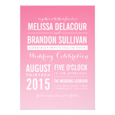Hot Pink Ombre/ Gradient Beach Wedding Invitations