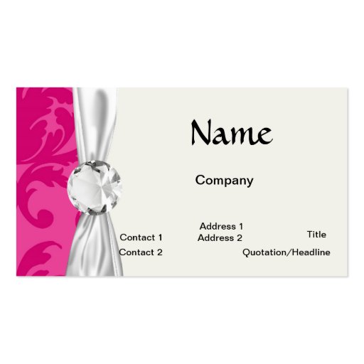 hot pink on pink chic damask pattern business card template