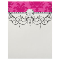 hot pink on pink chic damask pattern customized letterhead
