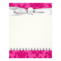 hot pink on pink chic damask pattern custom letterhead