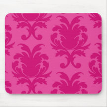hot pink on pink chic damask pattern mouse pad