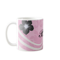 hot pink on pink chic damask pattern coffee mugs