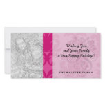 hot pink on pink chic damask pattern picture card
