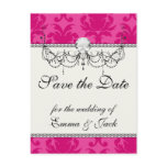 hot pink on pink chic damask pattern post cards