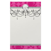 hot pink on pink chic damask pattern stationery