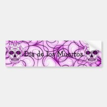Hot Pink on Pink - Day of the Dead Sugar Skull Bumper Sticker
