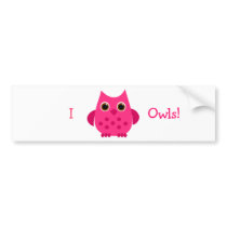 Hot Pink Owl bumper stickers by candystore Hot Pink Owl bumper stickers