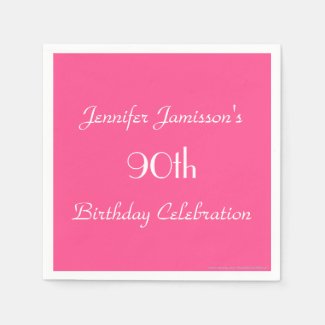 Hot Pink Paper Napkins, 90th Birthday Party
