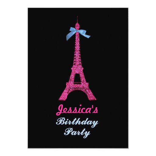 Hot Pink Paris Eiffel Tower Birthday Party Invite