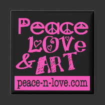 Hot Pink Peace, Love & Art Magnet