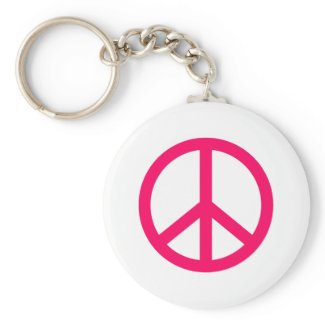 Hot Pink Peace & Ribbon keychain