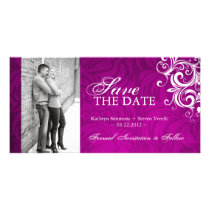 Hot Pink Photo Save The Date Invitation Photo Card Template