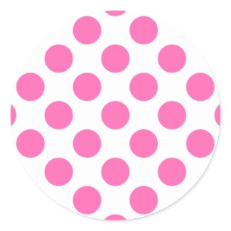 Hot Pink Polka Dots Classic Round Sticker