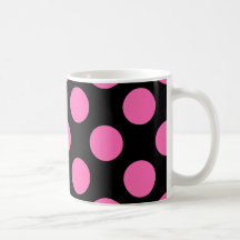 Hot Pink Polka Dots Coffee Mugs
