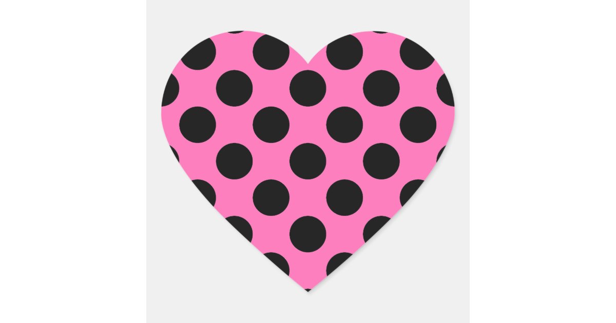 Hot Pink Polka Dots Heart Sticker Zazzle