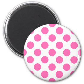 Hot Pink Polka Dots Refrigerator Magnet