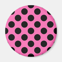 Hot Pink Polka Dots Refrigerator Magnets